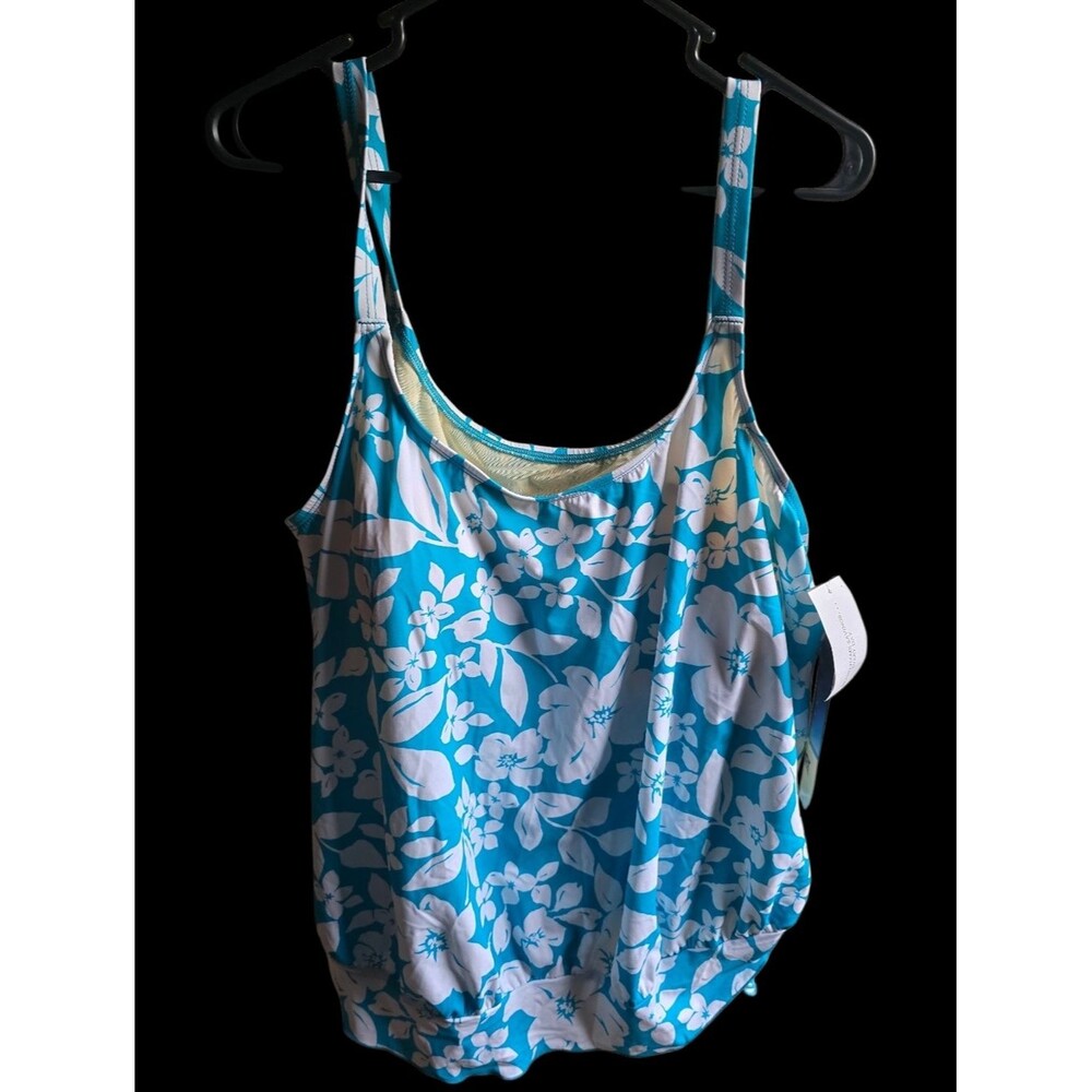 Gabar 3xl Blue & White Floral Tankini Top
